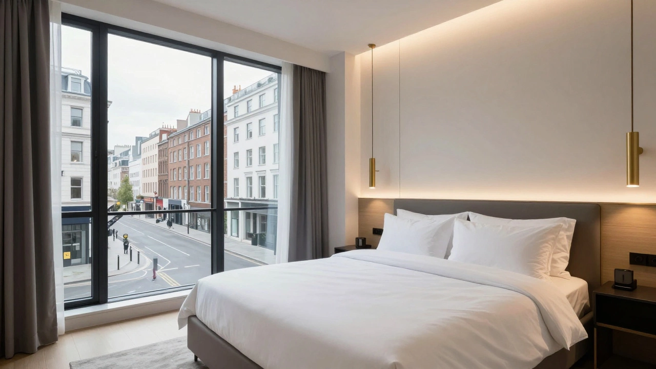 A luxurious Mayfair apartment interior with elegant, unoccupied furnishings.